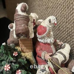 Danbury Mint Christmas Bulldogs Santa Sleigh Reindeer Tree RARE Vintage 18 Dogs