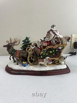 Danbury Mint Christmas Bullldog Bulldogs Santa Sleigh Reindeer Tree RARE