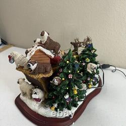 Danbury Mint Christmas Bullldog Bulldogs Santa Sleigh Reindeer Tree RARE