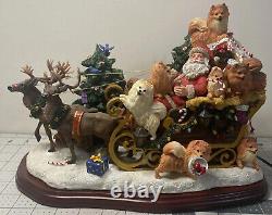 Danbury Mint Pomeranian Santa Christmas Sleigh Reindeer VHTF EUC Fast Shipping