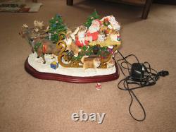 Danbury Mint Sheltie Christmas Sleigh Santa Reindeer Tested and Works See Notes