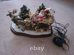 Danbury Mint Sheltie Christmas Sleigh Santa Reindeer Tested and Works See Notes
