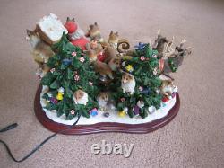 Danbury Mint Sheltie Christmas Sleigh Santa Reindeer Tested and Works See Notes