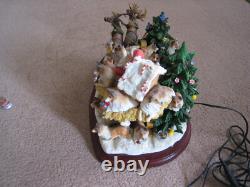 Danbury Mint Sheltie Christmas Sleigh Santa Reindeer Tested and Works See Notes