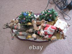 Danbury Mint Sheltie Christmas Sleigh Santa Reindeer Tested and Works See Notes