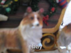 Danbury Mint Sheltie Christmas Sleigh Santa Reindeer Tested and Works See Notes