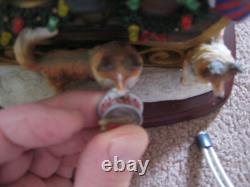 Danbury Mint Sheltie Christmas Sleigh Santa Reindeer Tested and Works See Notes