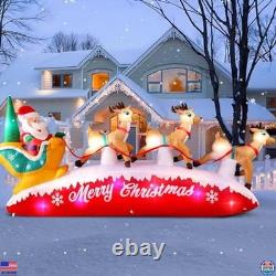 Danxilu 10 FT Inflatable Santa Sleigh & Reindeer LED Outdoor Christmas Decor