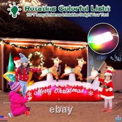 Danxilu 10 FT Inflatable Santa Sleigh & Reindeer LED Outdoor Christmas Decor