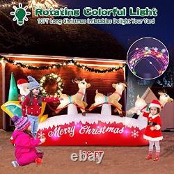 Danxilu 10 FT Long Christmas Inflatable Santa Sleigh with 3 Reindeer Outdoor