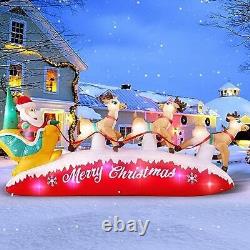 Danxilu 10 FT Long Christmas Inflatable Santa Sleigh with 3 Reindeer Outdoor