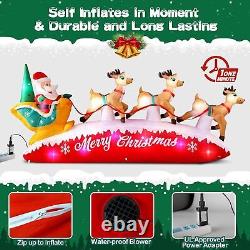 Danxilu 10 FT Long Christmas Inflatables Santa Sleigh with 3 Reindeer Decor
