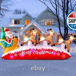 Danxilu 10 FT Santa Sleigh with Reindeer LED Inflatable Christmas Decor