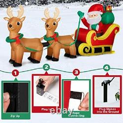 Decorlife 7.8FT Long Inflatable Santa on Sleigh with 2 Reindeer, Christmas