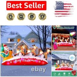 Delightful 10FT Santa Sleigh Inflatable with Reindeer & Colorful LED Lights