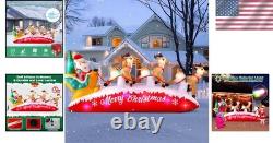 Delightful 10FT Santa Sleigh Inflatable with Reindeer & Colorful LED Lights