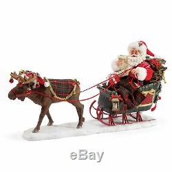 Department 56 Possible Dreams Christmas Santa in Sleigh Moose Reindeer Figurine