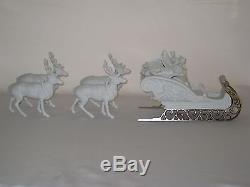 Department 56 Santa's Sleigh & 4 Reindeer -Set of 5 -Winter Silhouette #7795-0