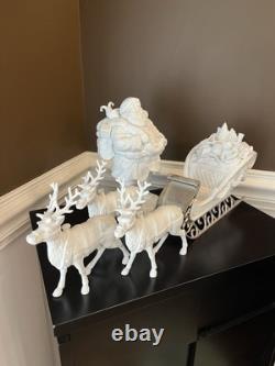 Department 56 Silhouette Santa Sleigh and 3 Reindeer Dept 56 Village Set White