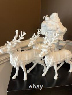 Department 56 Silhouette Santa Sleigh and 3 Reindeer Dept 56 Village Set White