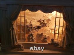 Dept 56 Silhouette DASH AWAY ALL Lighted Scene 78648 Santa Sleigh Reindeer withBox