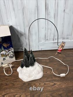 Dept 56 Up Up & Away Santa Reindeer Sleigh Christmas Rotates Around Works Video