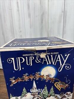 Dept 56 Up Up & Away Santa Reindeer Sleigh Christmas Rotates Around Works Video