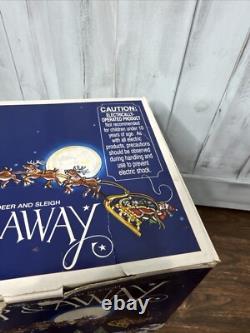 Dept 56 Up Up & Away Santa Reindeer Sleigh Christmas Rotates Around Works Video
