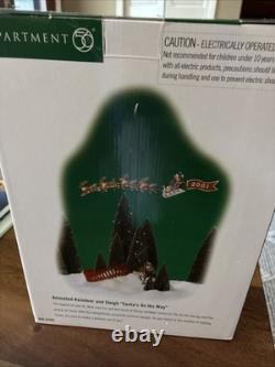 Dept 56 Village Animated Reindeer and Sleigh Santas on His Way with Box