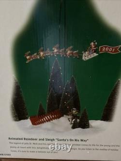 Dept 56 Village Animated Reindeer and Sleigh Santas on His Way with Box