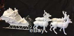 Dept 56 Winter Silhouette SANTA'S SLEIGH and 4 REINDEER