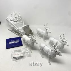 Dept 56 Winter Silhouette Santa's Sleigh 4 Reindeer White Porcelain / Metal Base