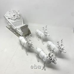 Dept 56 Winter Silhouette Santa's Sleigh 4 Reindeer White Porcelain / Metal Base