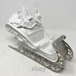 Dept 56 Winter Silhouette Santa's Sleigh 4 Reindeer White Porcelain / Metal Base