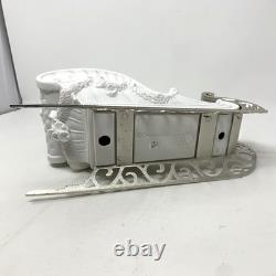 Dept 56 Winter Silhouette Santa's Sleigh 4 Reindeer White Porcelain / Metal Base