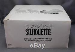 Dept 56 Winter Silhouette Santa's Sleigh & 4 Reindeer White Porcelain Set 77950