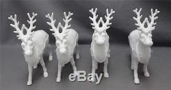 Dept 56 Winter Silhouette Santa's Sleigh & 4 Reindeer White Porcelain Set 77950