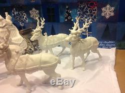 Dept 56 Winter Silhouette Santa's Sleigh & 4 Reindeer with box EUC MINT Set 77950