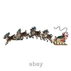 Dept 56 animated Sleigh Ride Up Up And Away Santa w reindeer and sleigh