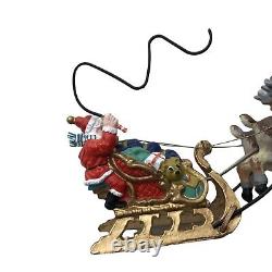 Dept 56 animated Sleigh Ride Up Up And Away Santa w reindeer and sleigh