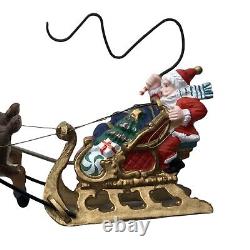 Dept 56 animated Sleigh Ride Up Up And Away Santa w reindeer and sleigh