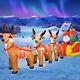 Domkom 10 Ft Christmas Inflatable Santa Claus On Sleigh With Three Reindeer G