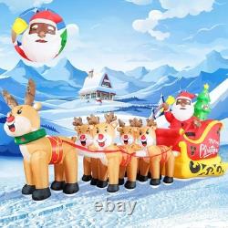 DomKom 12FT Black Santa Sleigh with Five Reindeers Inflatable LED Lights