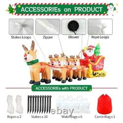 DomKom 12FT Black Santa Sleigh with Five Reindeers Inflatable LED Lights