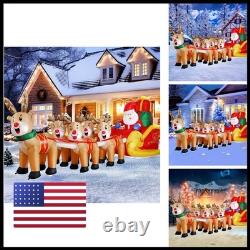 DomKom 12 FT Christmas Inflatable Santa Sleigh with 5 Reindeer LED Lights