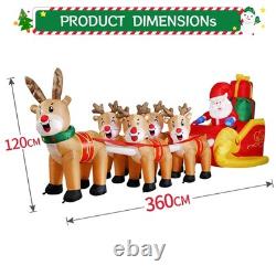 DomKom 12 FT Christmas Inflatable Santa Sleigh with 5 Reindeer LED Lights