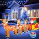 Domkom 12ft Inflatable Santa Sleigh 3 Reindeer Led Lights Outdoor Christmas Deco