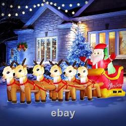 DomKom 13 FT Huge Christmas Inflatable Santa Claus On Sleigh With Six Reindeers