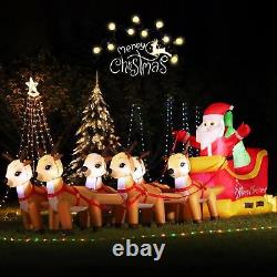 DomKom 13 FT Huge Christmas Inflatable Santa Claus On Sleigh With Six Reindeers