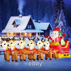 DomKom 13 FT Huge Christmas Inflatable Santa Claus On Sleigh With Six Reindeers